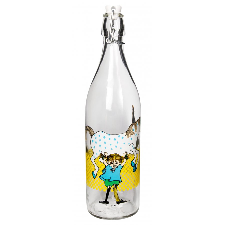 Muurla Pippi Glas flaske m. lg 1L, Pippi & hesten