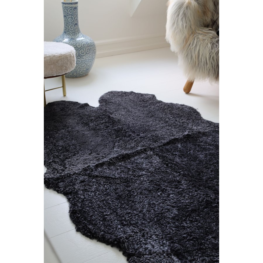 NATURES Collection Lammeskind Krllet Korthret Premium 180x110 cm, Antracit