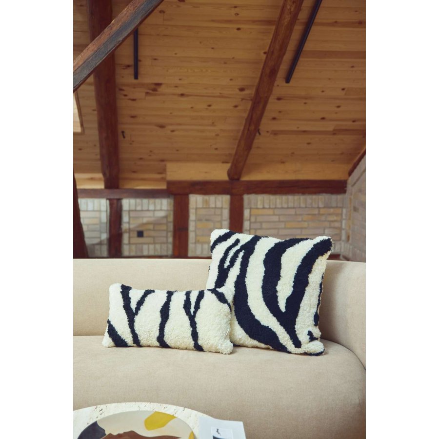 NATURES Collection Pude Zebra 60x60 cm, Hvid/Sort