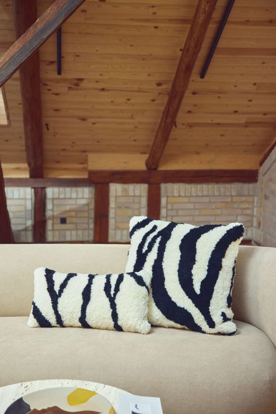 NATURES Collection Pude Zebra 60x60 cm, Hvid/Sort