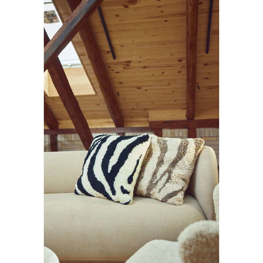 NATURES Collection Pude Zebra 60x60 cm, Hvid/Sort