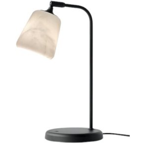 New Works Material Tischlampe mit Innenschirm H45 cm, Weier Marmor