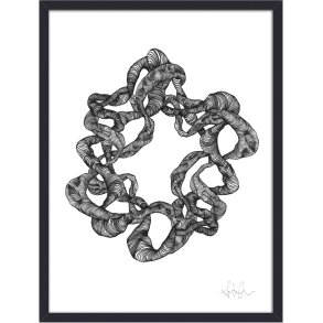Nordal Wreath Illustration m. Rahmen 40x30 cm, Schwarz/Wei