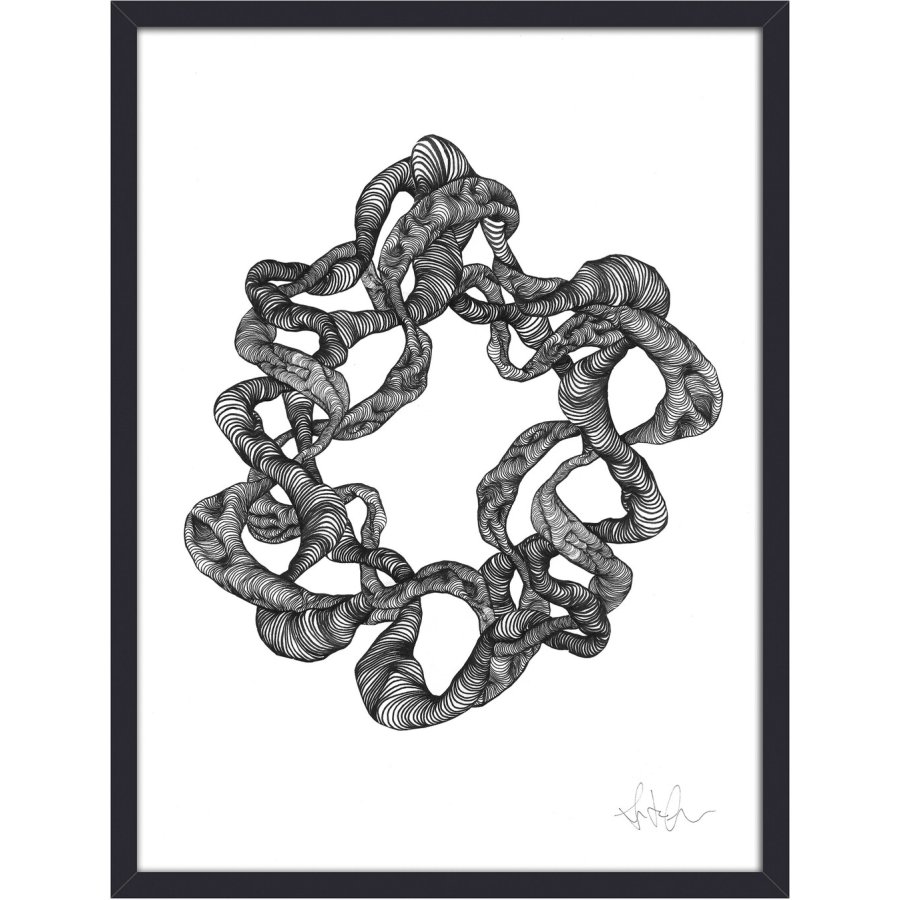 Nordal Wreath Illustration m. Rahmen 40x30 cm, Schwarz/Wei