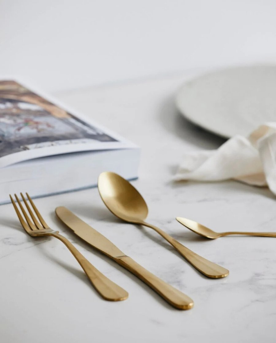Nordal Besteck-Set 4 Teile, Gold matt