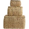 Nordal Osa Weidenkorb mit Deckel 3er Set, Hyazinthe/Jute