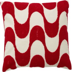 Nordal Coxa Kissenbezug 48x48 cm, Cremewei/Rot