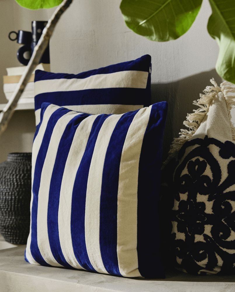 Nordal Alhena Kissenbezug 48×48cm, Elfenbein/Blau