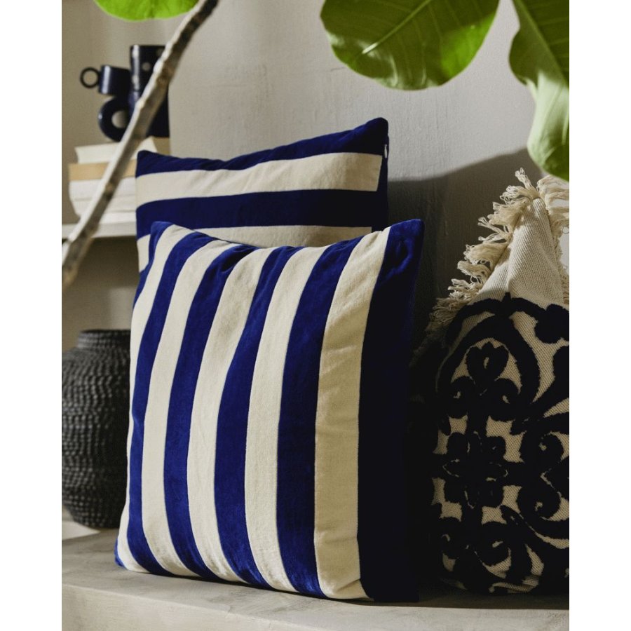 Nordal Alhena Kissenbezug 48×68cm, Elfenbein/Blau