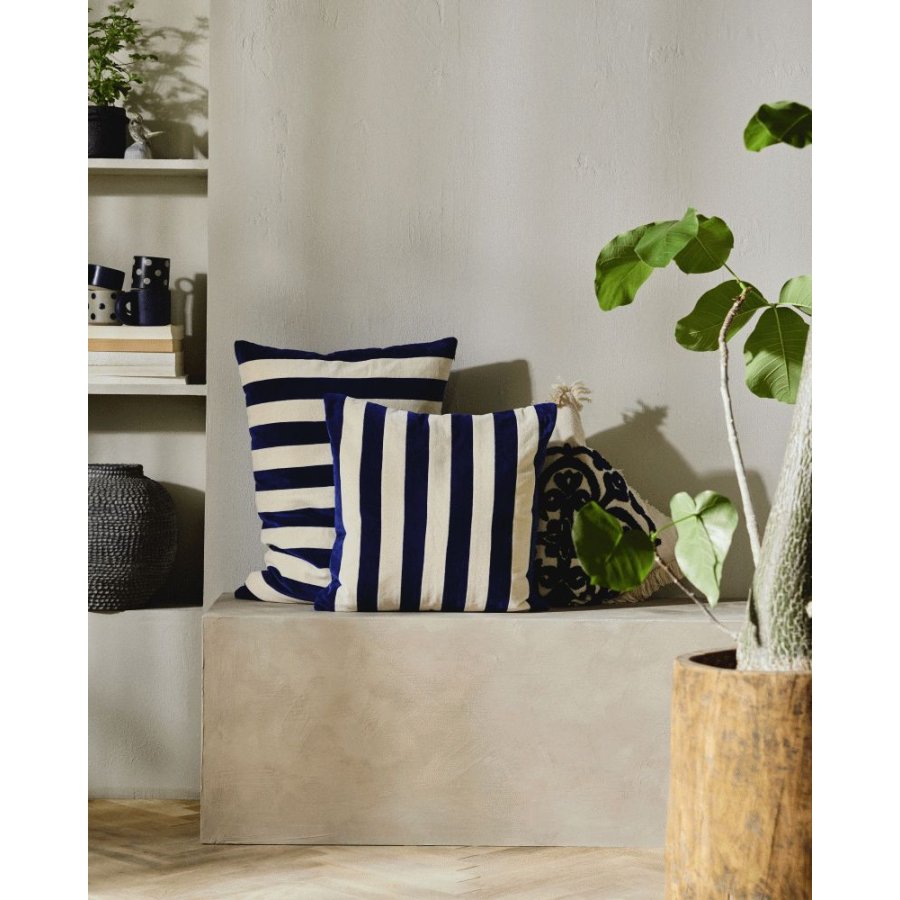 Nordal Alhena Kissenbezug 48×68cm, Elfenbein/Blau