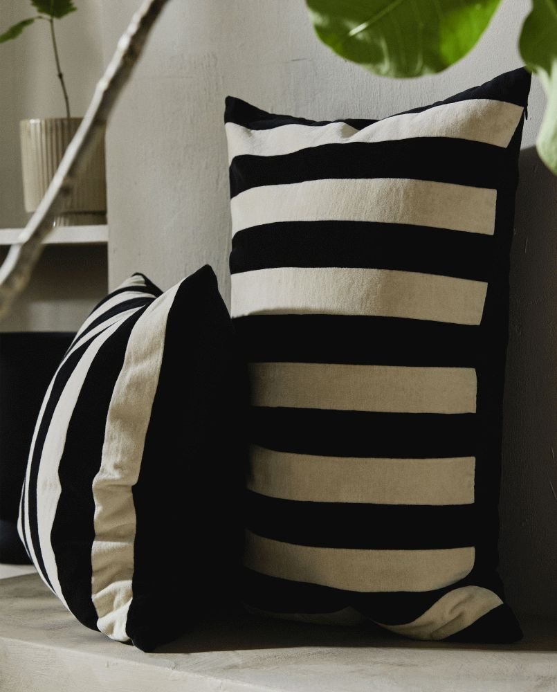 Nordal Alhena Kissenbezug 48×68cm, Ivory/Sort