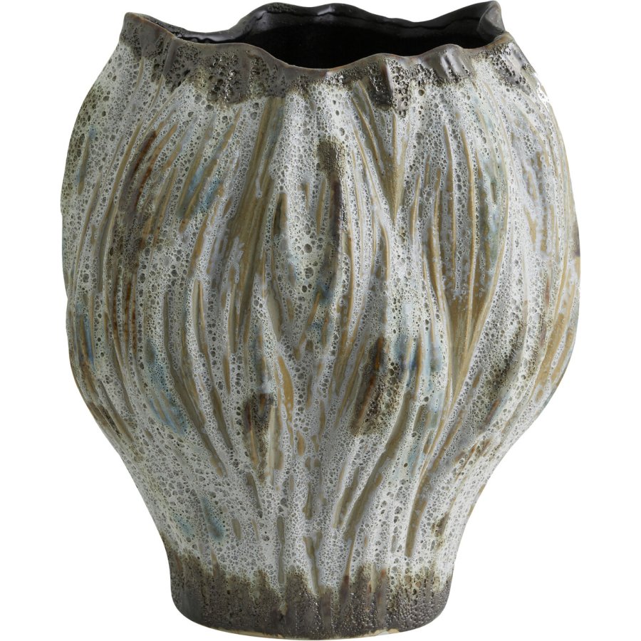 Nordal Henry Vase H25,5 cm, Braun/Wei/Grn