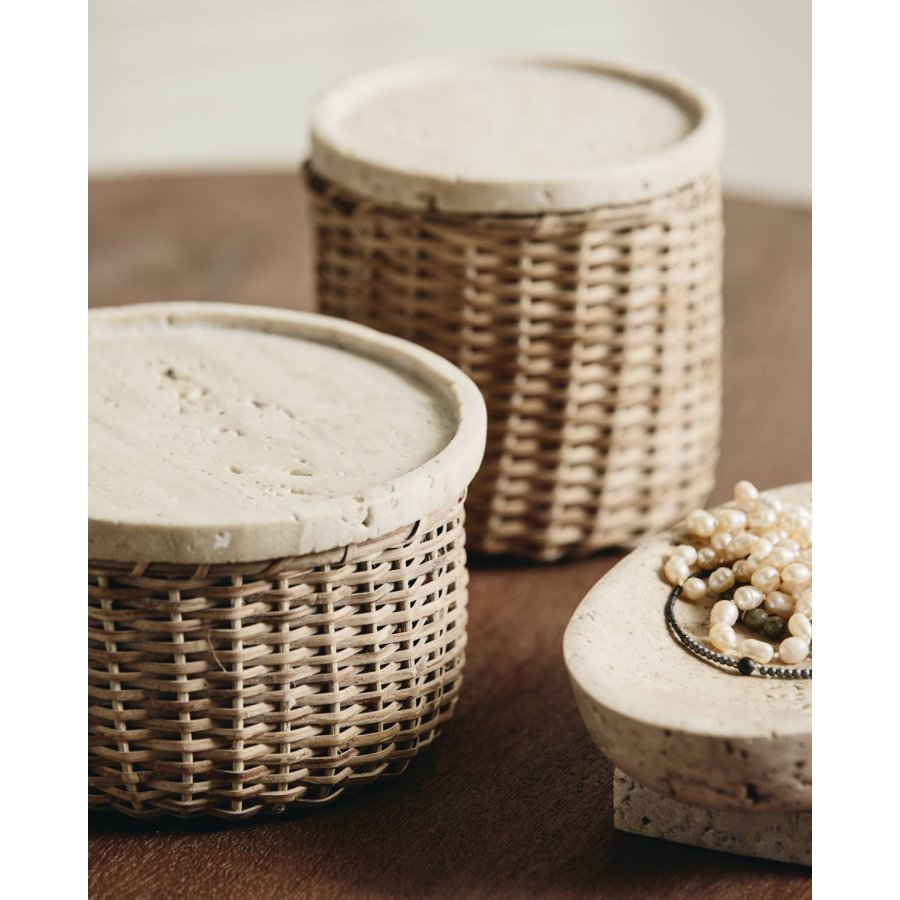 Nordal ARICA Korb mit Deckel 11 cm, Rattan