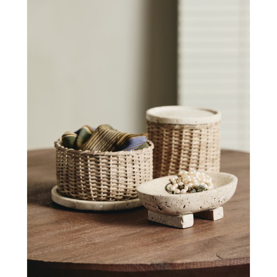 Nordal ARICA Korb mit Deckel 15 cm, Rattan