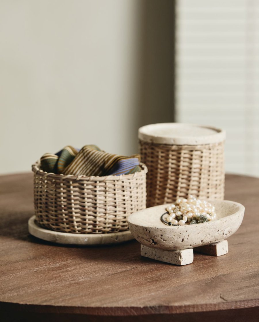 Nordal ARICA Korb mit Deckel 15 cm, Rattan
