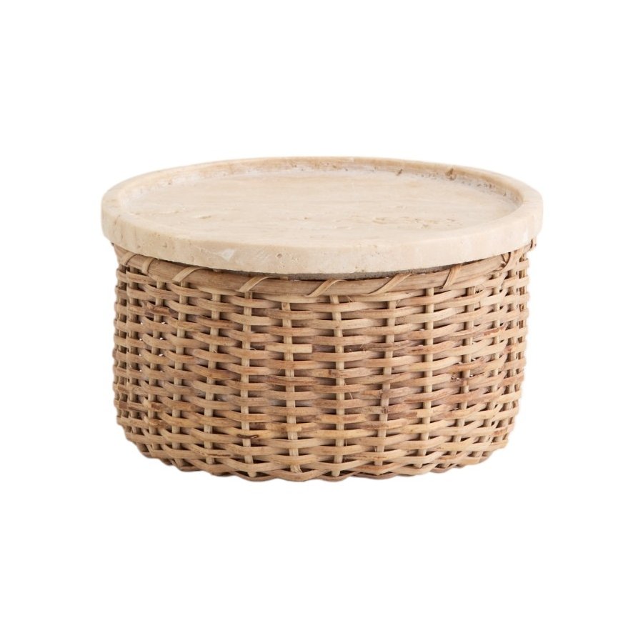 Nordal ARICA Korb mit Deckel 15 cm, Rattan