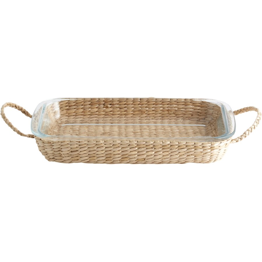 Nordal Mace Ofenfeste Schale 39,5 cm, Glas/Rattan