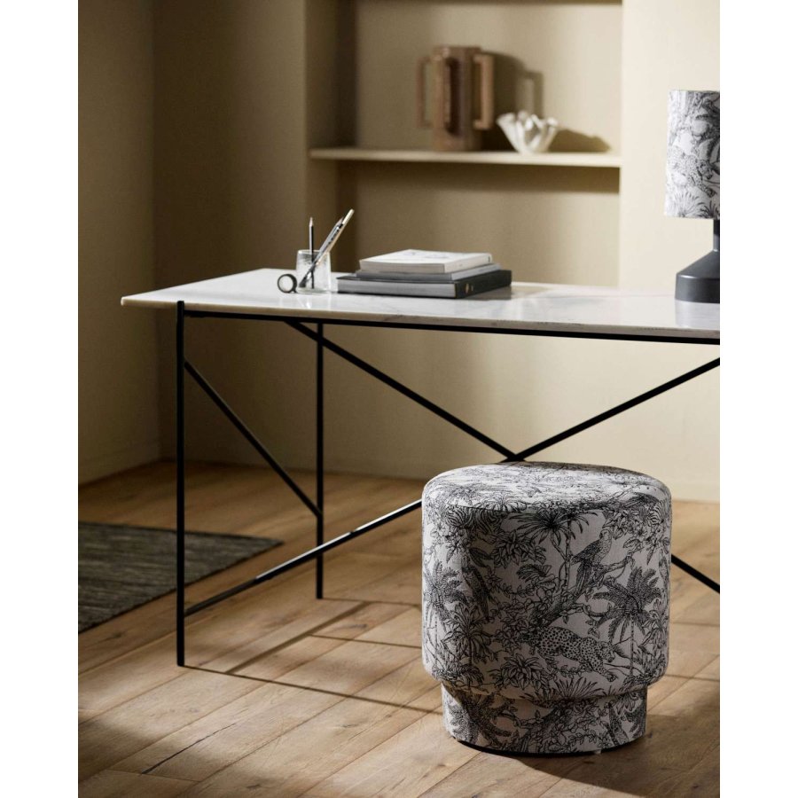 Nordal Lotora Puf �45 cm, Hvid/Sort