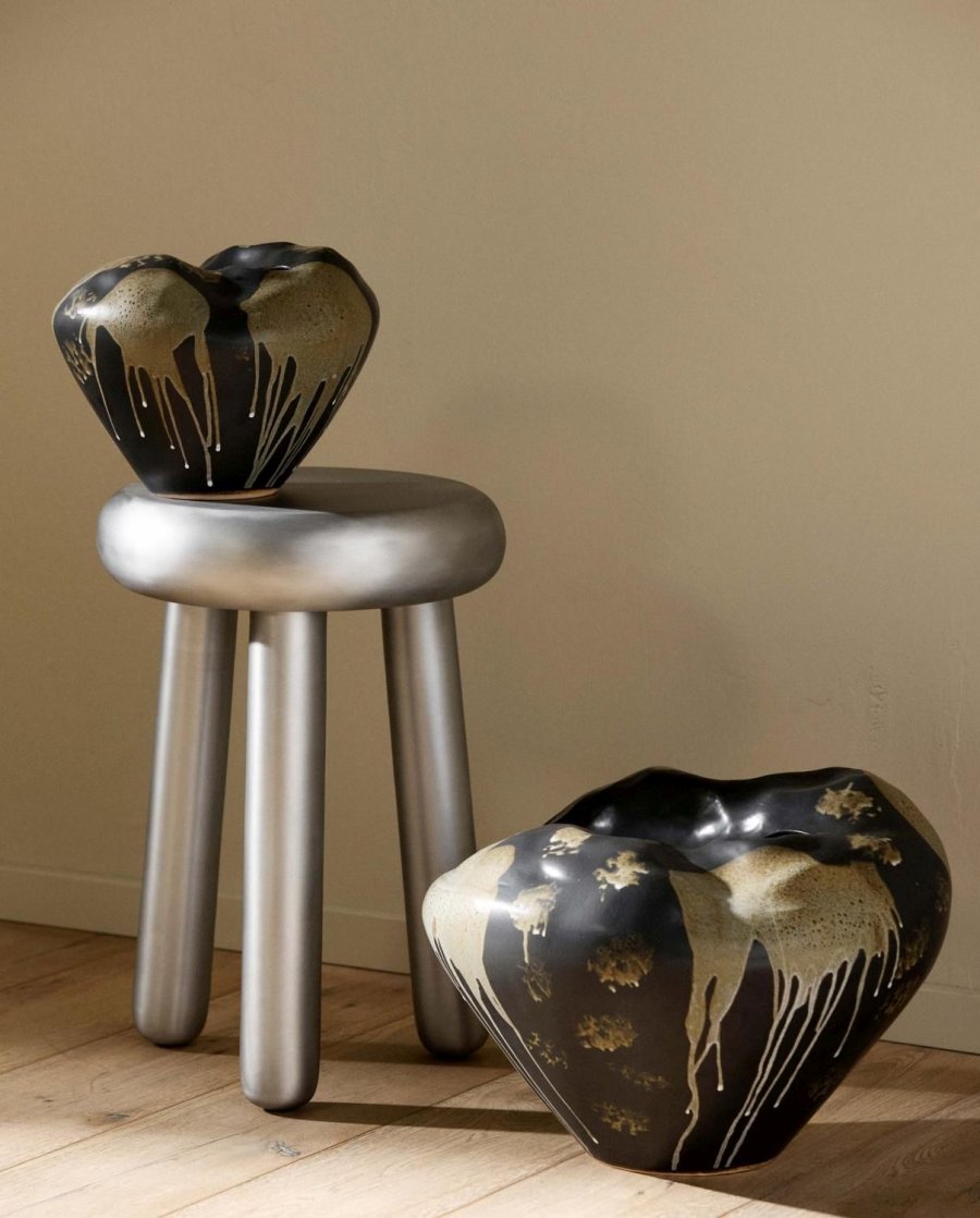 Nordal Ashar Vase H22 cm, Sort/Sand