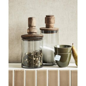 Nordal Salvie Opbevaringsglas 850 ml, Glas/Træ