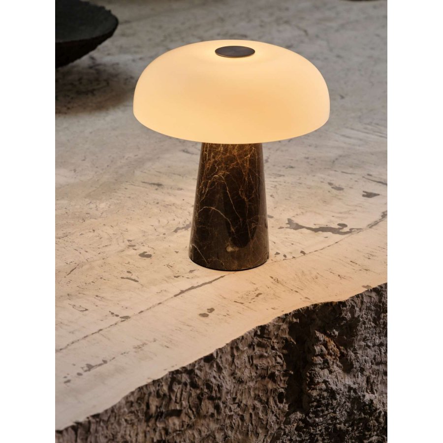 DFTP Glossy Mini Tr�dl�s Bordlampe LED H24 cm, Gr�/Brun