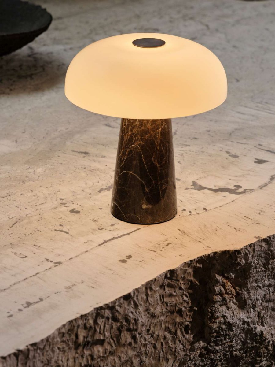 DFTP Glossy Mini Tr�dl�s Bordlampe LED H24 cm, Gr�/Brun