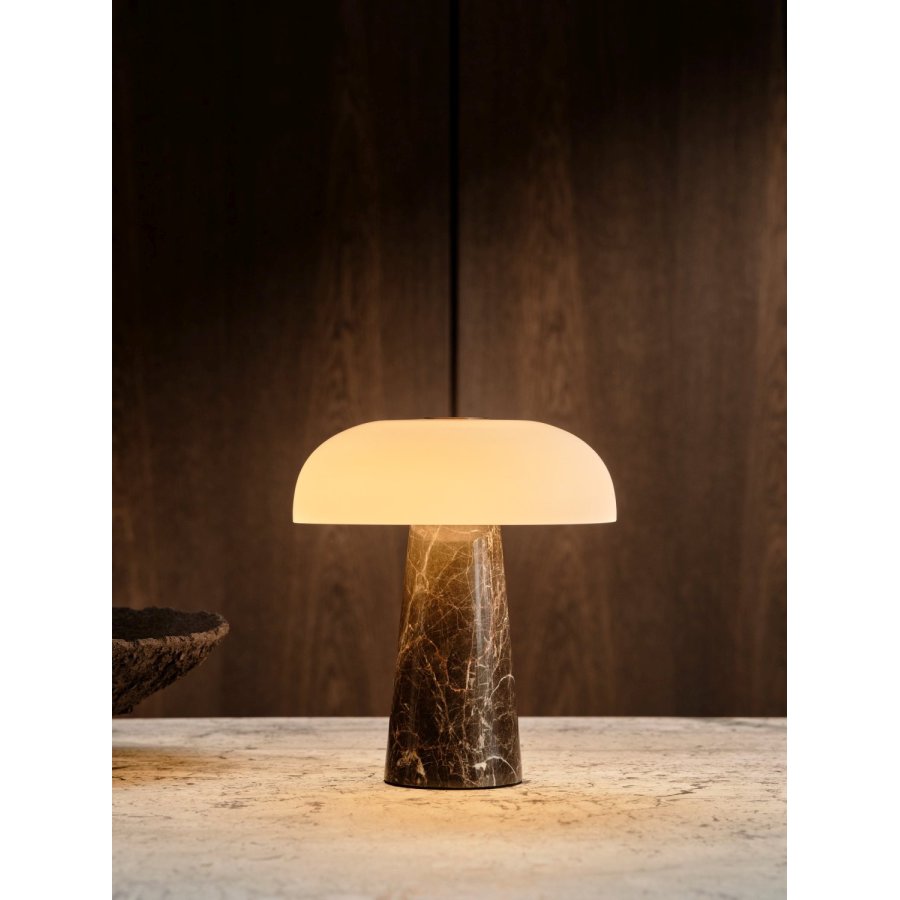 DFTP Glossy Mini Tr�dl�s Bordlampe LED H24 cm, Gr�/Brun