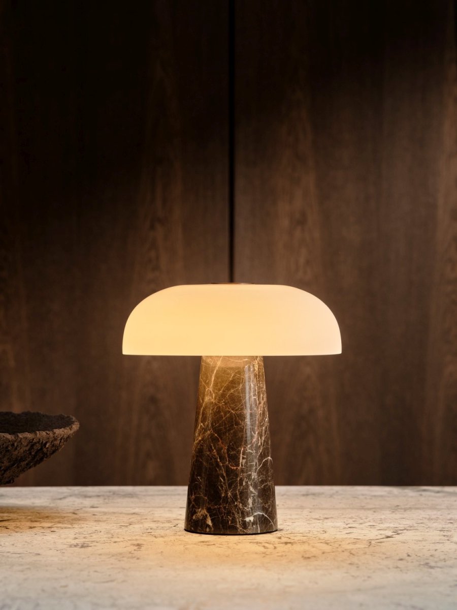 DFTP Glossy Mini Tr�dl�s Bordlampe LED H24 cm, Gr�/Brun