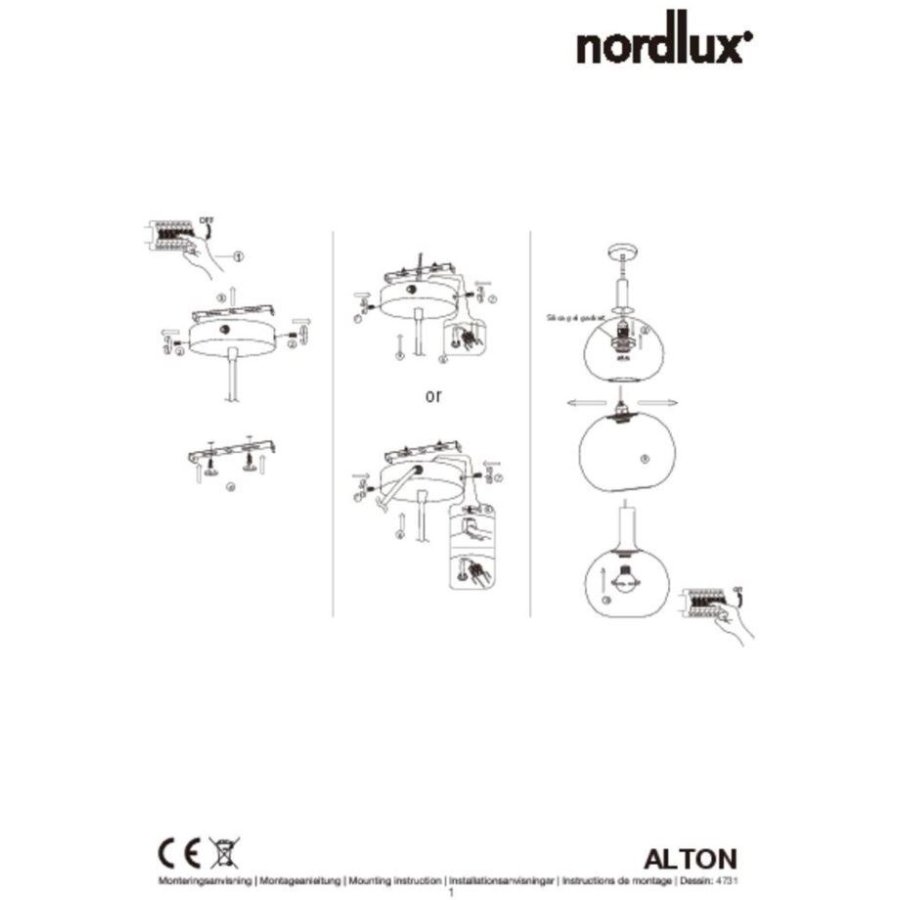 Nordlux Alton 25 Pendelleuchte, Rauchfarbenes Glas