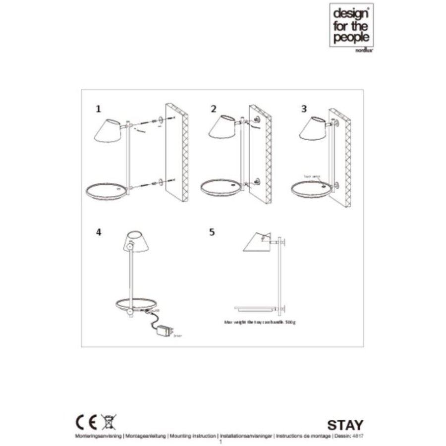 DFTP Stay Wandleuchte LED, Schwarz