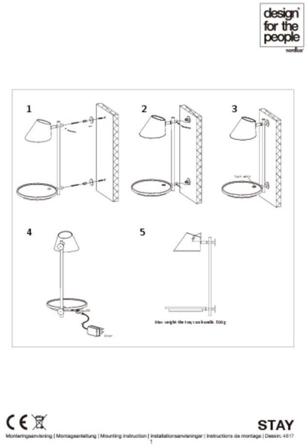 DFTP Stay Wandleuchte LED, Schwarz