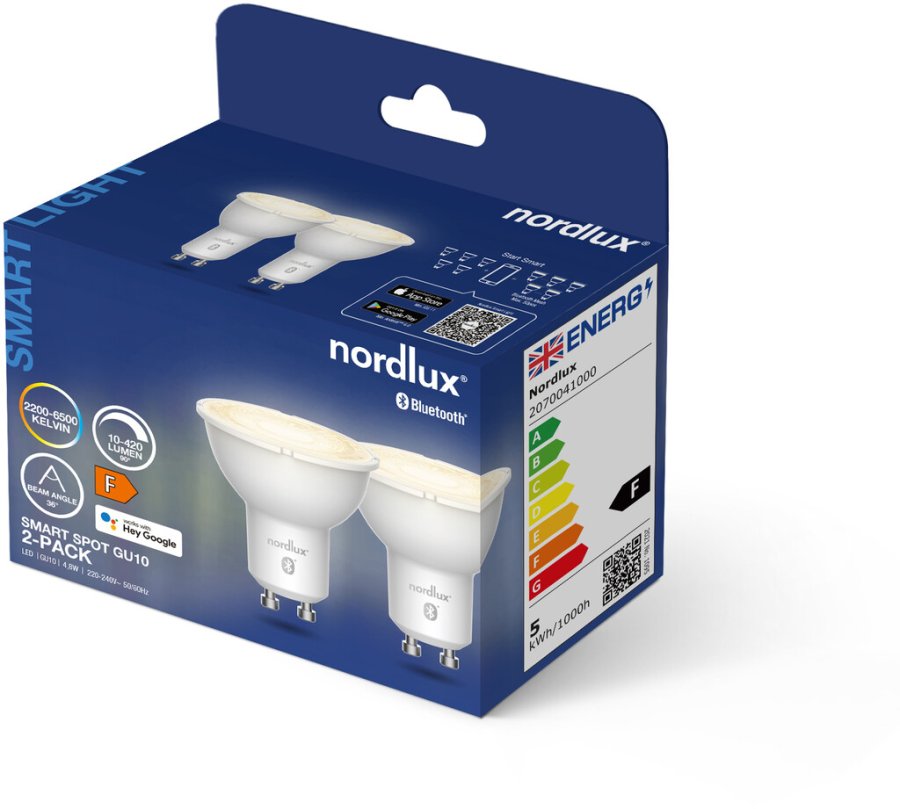 Nordlux Smart Glhbirne 2er Set GU10 4,8W Dimmbar, Opalwei