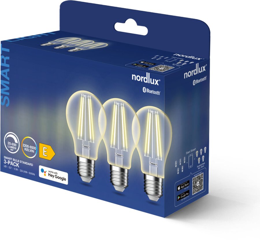 Nordlux Smart Glhbirne 3er Set E27 4,7W Dimmbar, Klar