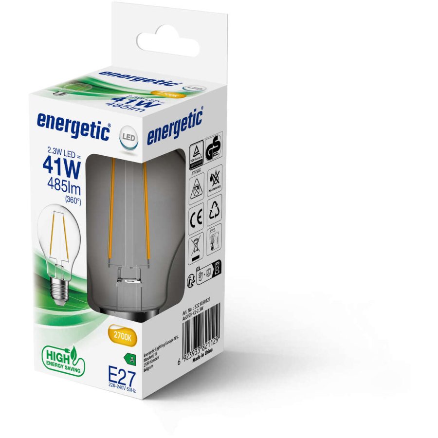 Energetic A60 Glhbirne LED E27 2,3W/485lm, Klar