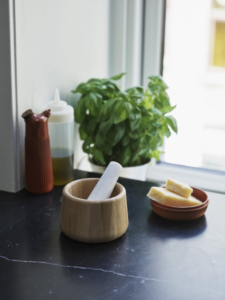 Normann Copenhagen Craft Morter m. St�der �13 cm, Hvid/Eg