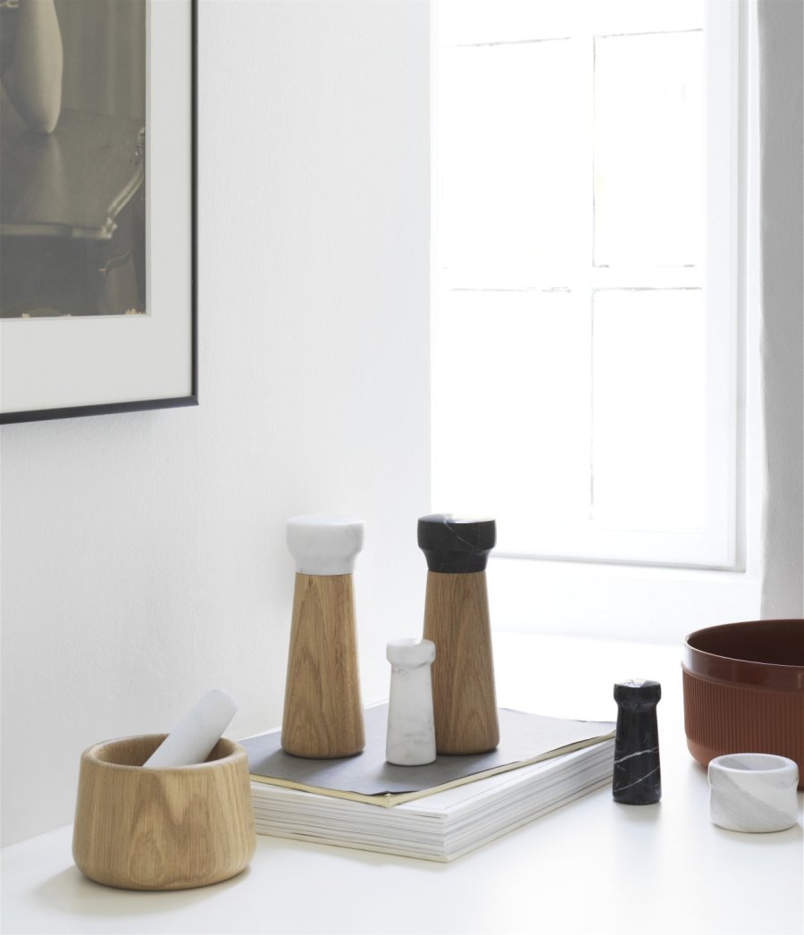 Normann Copenhagen Craft Morter m. St�der �13 cm, Hvid/Eg