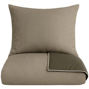 OMHU Pin Stripe m. Piping Senget�j 140x200 cm, Olive/Sand