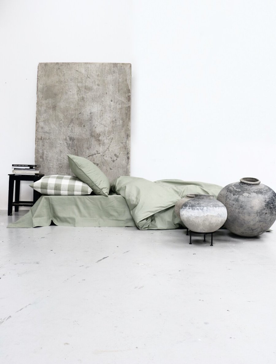 OMHU Percale Sengetj 140x200 cm, Dusty Green