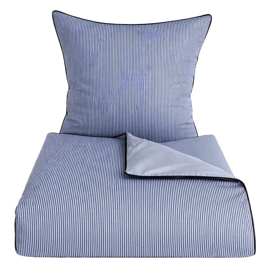 OMHU Pin Stripe m. Piping Senget�j 140x220 cm, Ocean/Sky