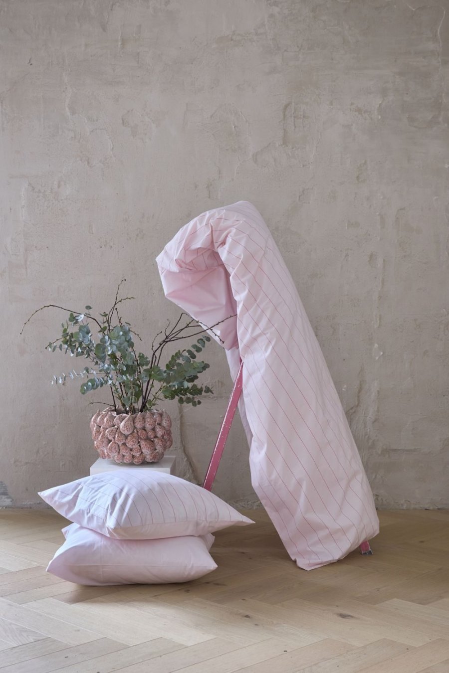 OMHU Needle Stripe Senget�j 140x220 cm, Rose/Pink