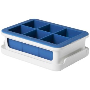 OXO Isterningebakke m. Låg, Hvid/Blå