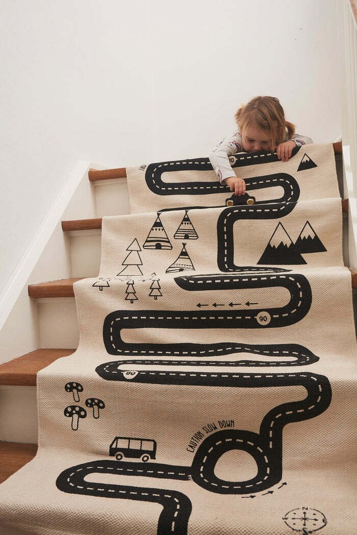 OYOY Mini Teppich Adventure 70x180 cm, Offwhite