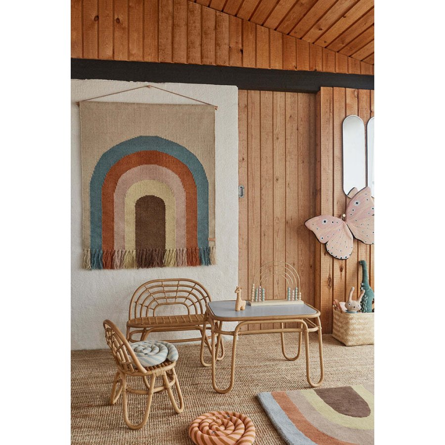 OYOY Mini Sitzbank Regenbogen 64,5 cm, Rattan