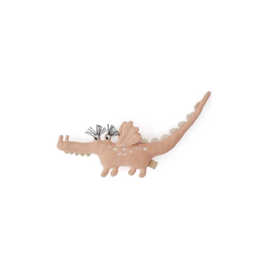 OYOY Rassel Krokodilen-Baby Yoshi 33 cm, Coral