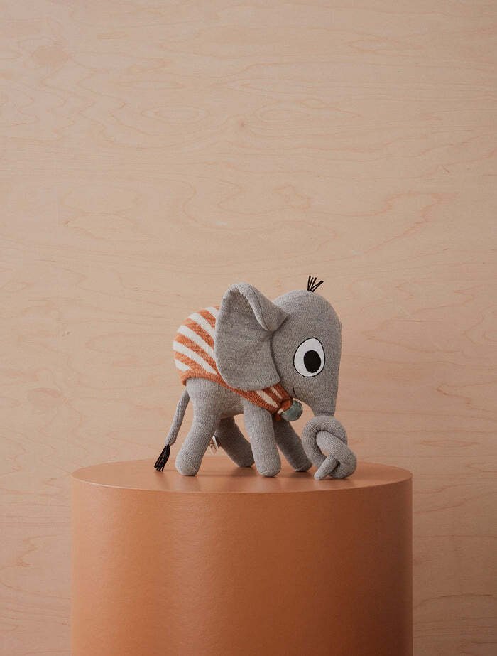 OYOY Mini Kuscheltier Elefant Henry 23 cm, Grau