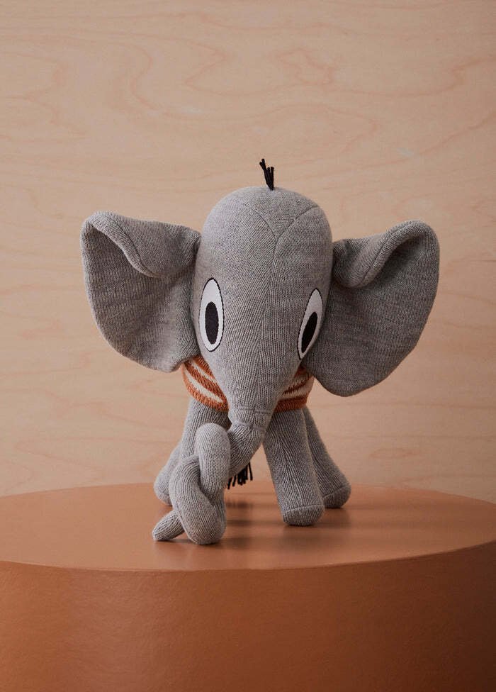 OYOY Mini Kuscheltier Elefant Henry 23 cm, Grau