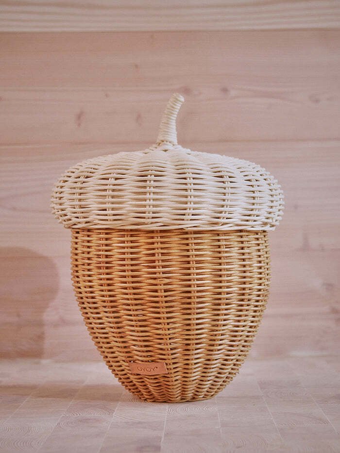 OYOY Mini Korb Eichel 34 cm, Rattan