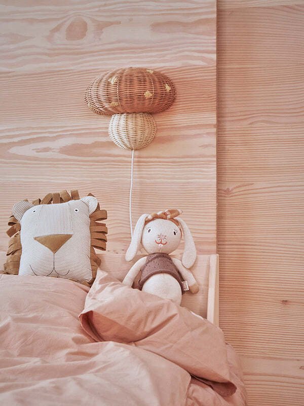 OYOY Mini Wandleuchte Pilz 31,2 cm, Rattan