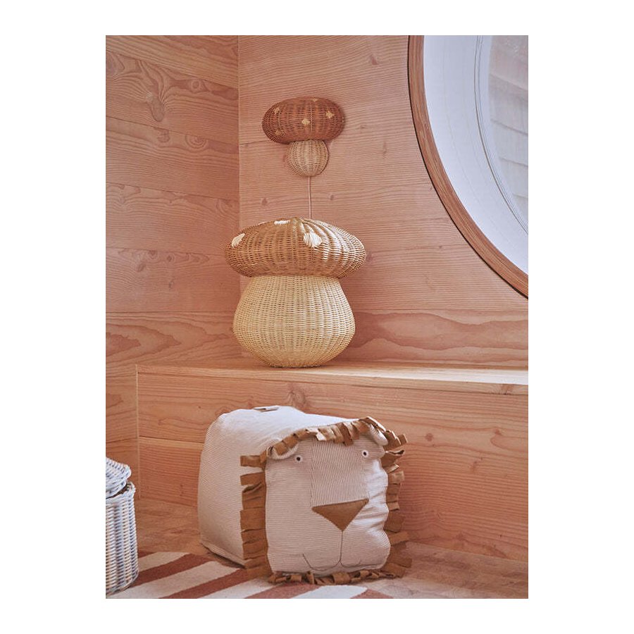 OYOY Mini Wandleuchte Pilz 31,2 cm, Rattan