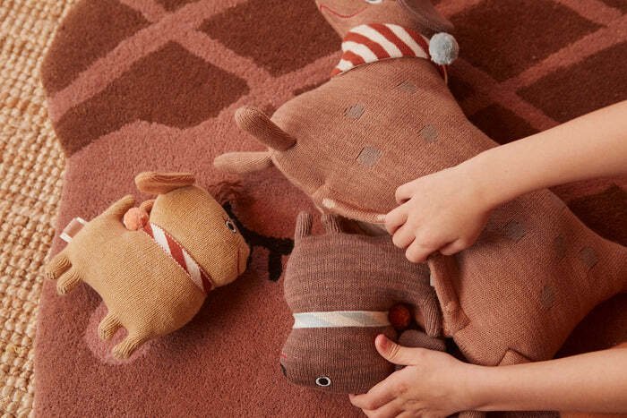 OYOY Mini Kuscheltier Hunsi Hund mit zwei Welpen Coco & Max 3er Set, Multi